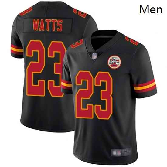 Chiefs 23 Armani Watts Black Men Stitched Football Limited Rush Jersey
